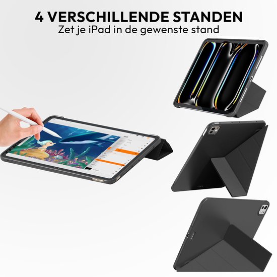 Housse de tablette adaptée à l'iPad Pro 11 pouces cover (2024) - Smart Cover - Zwart