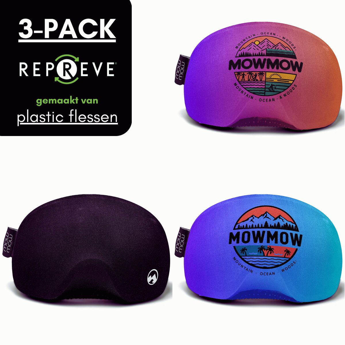 MowMow 3-pack Skibril Hoes - NIET VOOR VIZIERHELM - Cover - Beschermhoes - Goggle - Bril - Ski - Snowboard