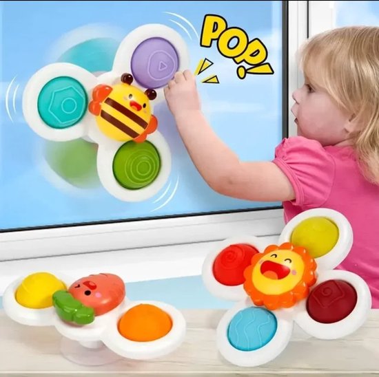 3Pcs Spinner Ventouse,Jouets À Ventouse,Ventouse Spinner Jouets,Jouets De Bain Baignoire,Jouet