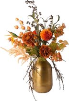 WinQ-Zijden Boeket Creme/ Terra/ warm Oranje-Kunstbloemen-ex vaas