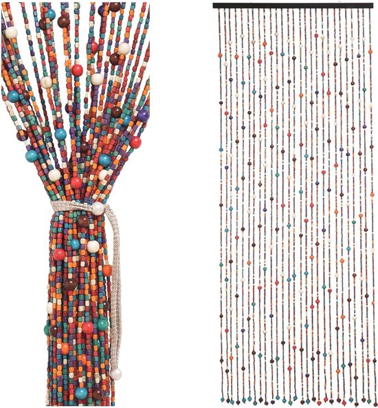 Taiyuhomes Kralengordijn voor deuren, vliegengordijn, insectenbescherming, voor balkondeur, deurgordijn, decoratief gordijn, 90 x 245 cm, zwart