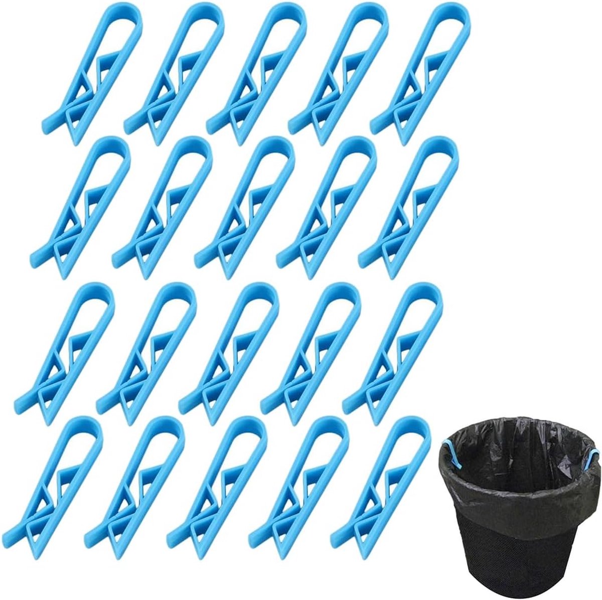 Goedkoopste Vuilnisbak Clips - 10 Stuks - Vuilniszak Grip - Vuilzakhouder - Bevestigingclips - Prullenbak Fixatie Clips - Houder Afvalzak Clip - Opbergklem - Anti Slip Houder - Voor Vuilniszak - Vuilniszak Klem - Met Vuilniszak Sluitfunctie - Kunststof - Blauw