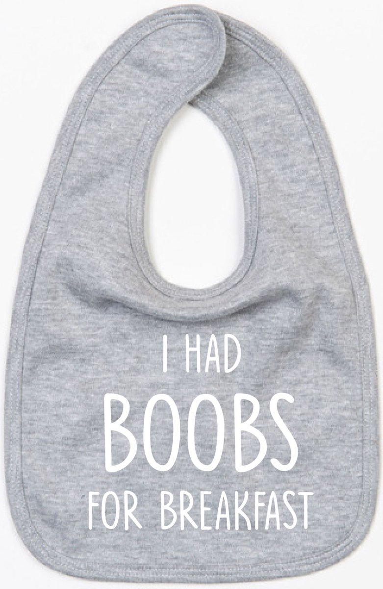 Goedkoopste Slabbetje Boobs for breakfast-Grijs-One Size