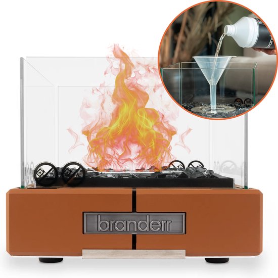 Branderr Tafelhaard Bio ethanol - Terracotta - voor Binnen & Buiten - Sfeerhaard - Gemaakt in Nederland - 5,5 uur Brandtijd - 1000 ML inhoud