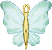 Ballon aluminium papillon menthe avec or métallisé - 69 x 69cm