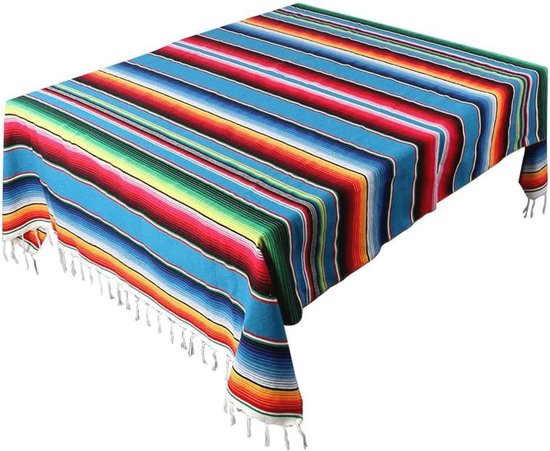 Couverture mexicaine Sarape - Tapis de pique-nique et nappe pour Yoga et fêtes - 150x215 cm