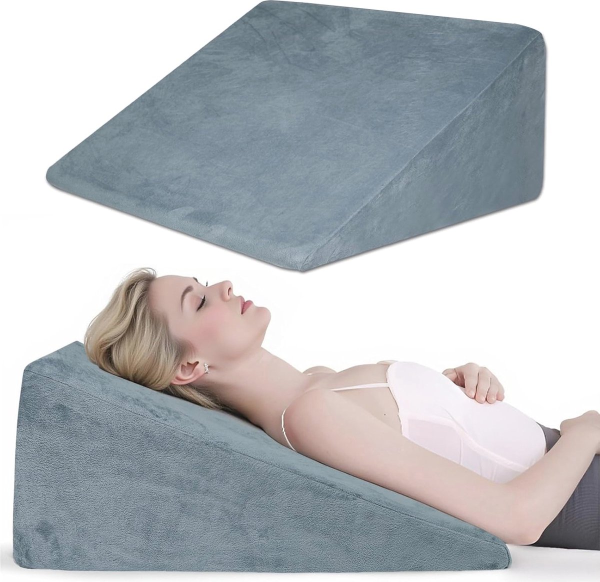 Verhoogd Wigkussen met Traagschuim | Ideaal voor Slaap en Ondersteuning | Ergonomische Driehoekvorm | Wasbare Hoes