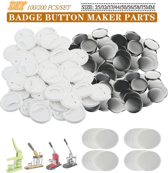 Sheens 100 Ensembles 37 mm Badge Pin Bouton pièces Badge Fabrication de Fournitures pour Bricolage Artisanat et Enfants Papier Artisanat activités