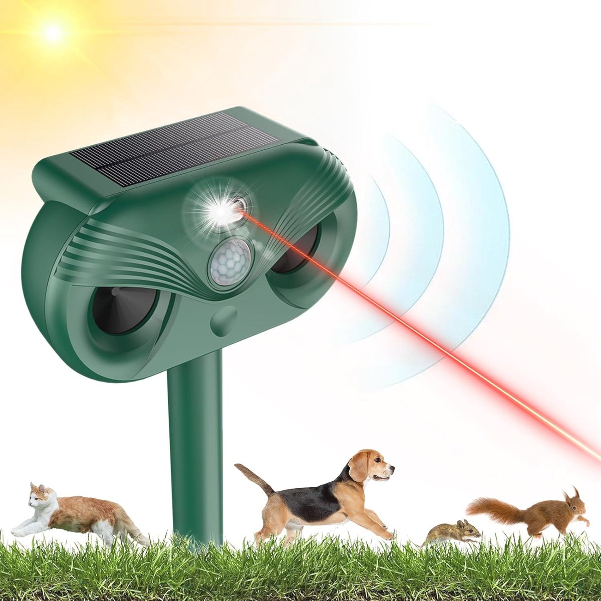 Ultrasoon Dierenafschrikmiddel op Zonne-energie - Veilig en Effectief voor Tuin en Huis