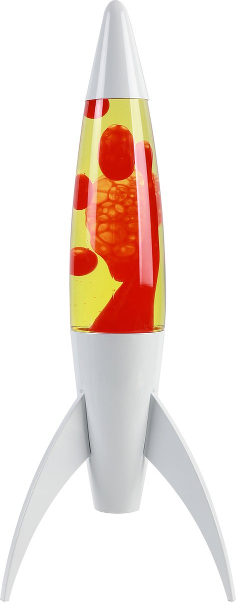 i-Total Lavalamp - Lava Lamp - Sfeerlamp - 45 x 20 cm - Glas/Aluminium - 25W - Oranje vloeistof met rode lava - Witte voet - XL2934