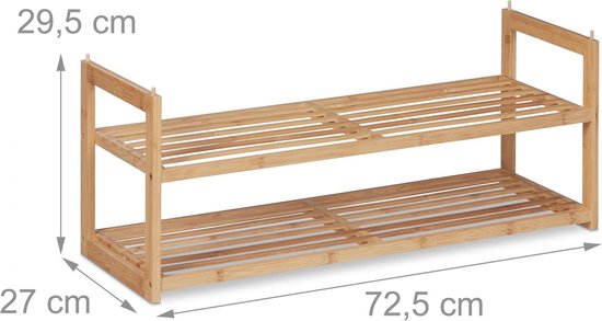 Étagère à chaussures empilable en Bamboe avec 2 niveaux pour 6 paires de Chaussures pour femmes - Conception peu encombrante pour le couloir ou la chambre