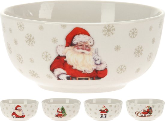 Vrolijke Kerstman Kommen Set van 4 – Perfect voor de Feestdagen!