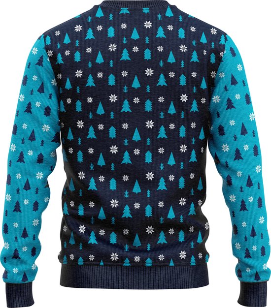 JAP Christmas Pull de Noël lumineux (taille S) - 100% Recyclé - Ne démange pas - Cadeau de Noël adultes - Wrong Christmas pull dames et hommes - Sexy and I GLOW IT - Blauw