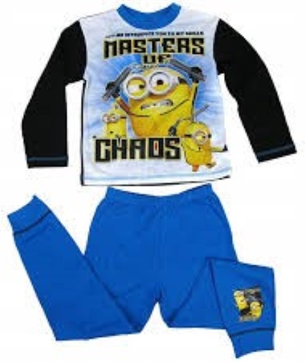 Minions pyjama - Maat 110/116 - Blauw - Minion Masters of Chaos - Kinderpyjama