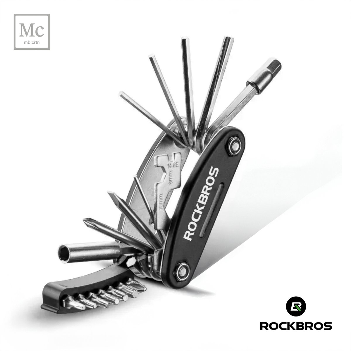 16-in-1 Fiets Multitool - MobileCreation i.s.m. ROCKBROS - Multitool Reparatieset - Voor Racefiets, Toerfiets, MTB en Mountainbike - Alle Essentiële Gereedschappen - Robuust en Duurzaam