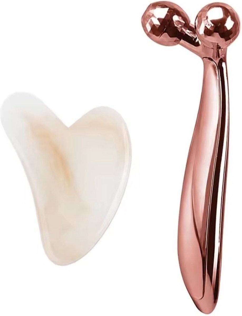 Goedkoopste DAKANNA® - Gua Sha - Gezichtsmassage Apparaat - Schraper - Ontspanning - Spierstimulator - Wit / Oranje - Gezichtsroller - Roze / Goud - Anti Rimpel - Lymfedrainage