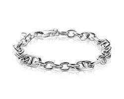 ZINZI zilveren schakel armband, waarbij ronde schakels zijn gecombineerd met zes trendy grotere marine schakels 7,8mm breed 17-20cm ZIA2580