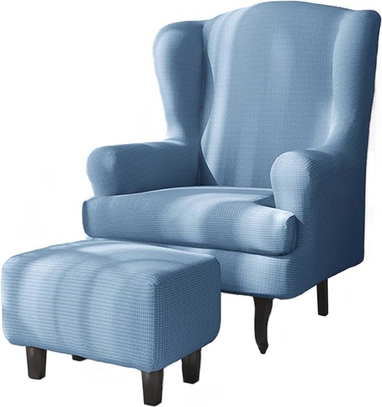 Stretch Vleugelstoelhoezen 2-Delig - Rood Zwart Geruit - Voor Fauteuil Moderne Spandex Sofa Hoes