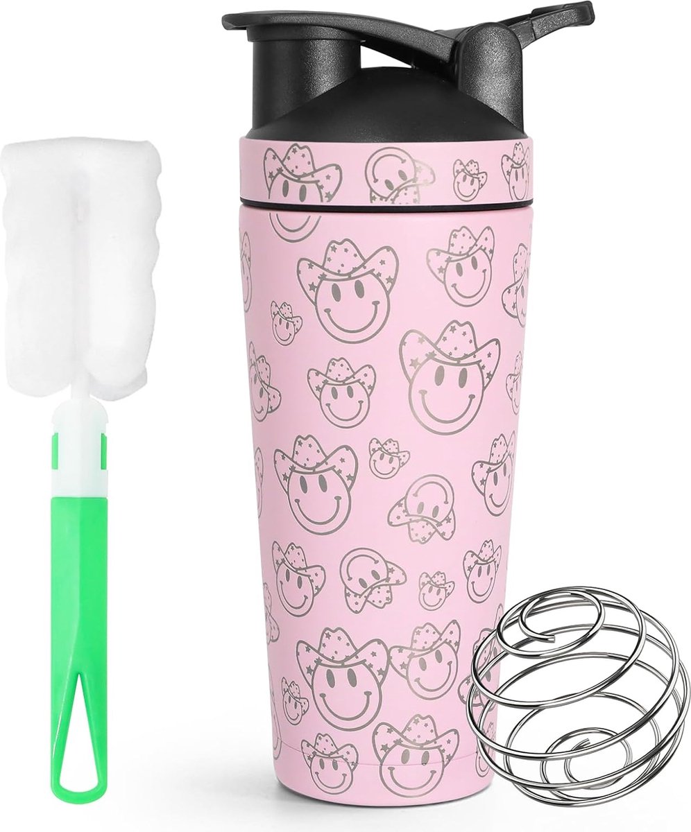 Goedkoopste Eiwitshaker RVS Shaker Eiwitshake RVS met kogel, 750 ml Eiwitshaker Metaal voor romige, klontvrije shakes - RVS Shaker voor eiwit- en sportdranken