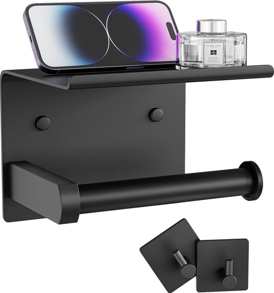 Toiletrolhouder met telefoonhouder - zonder boren - chrome