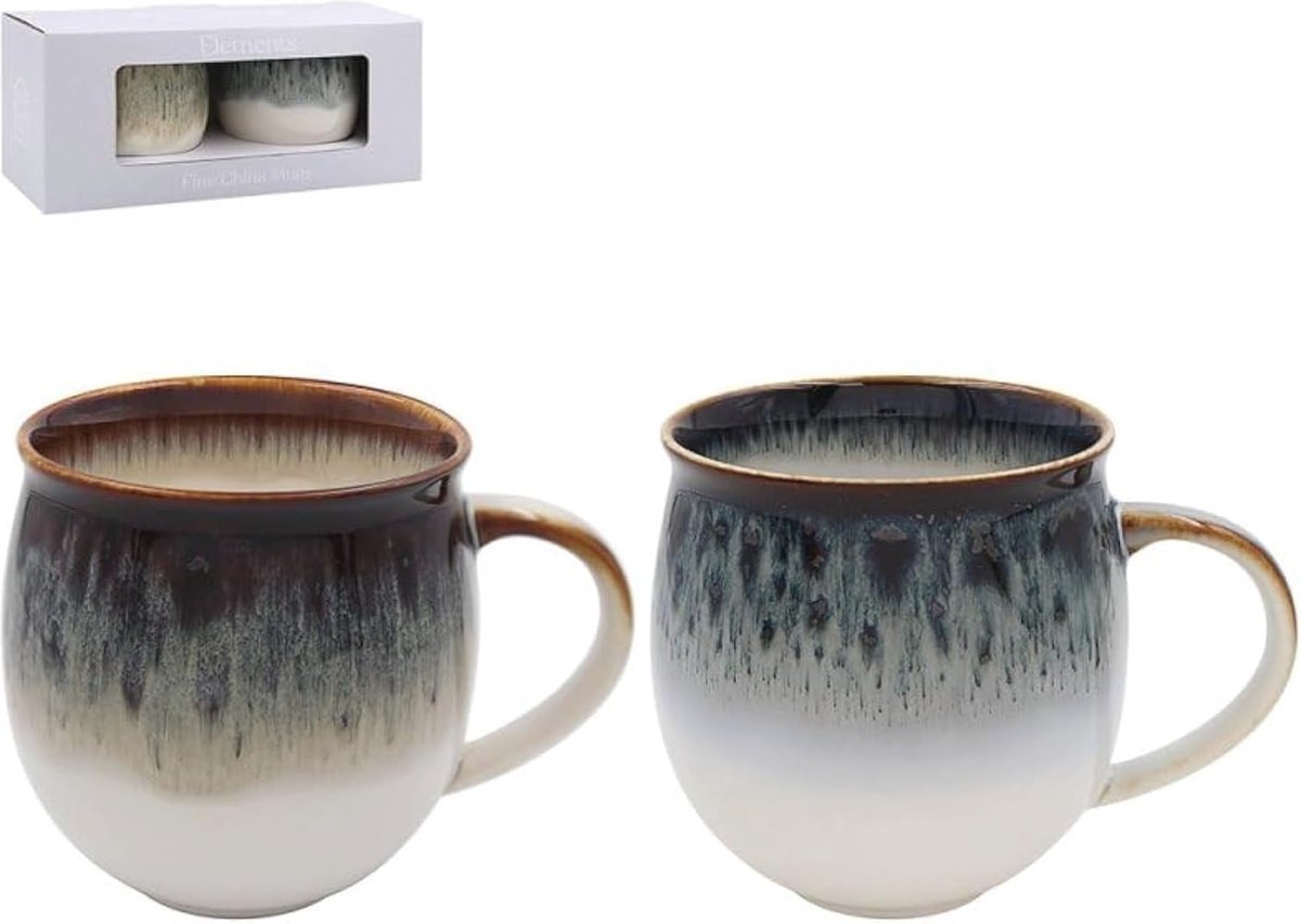 Keramische koffiemokken set voor thee en koffie - 2-assortiment