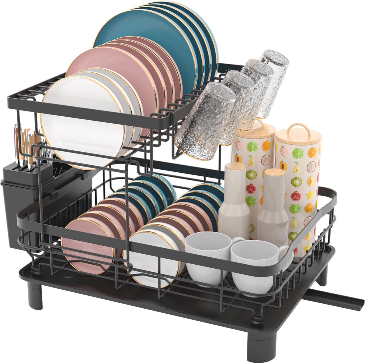 Goedkoopste Afdruiprek met afvoerplaat en 360° draaibaar mondstuk voor keuken, ruimtebesparend en roestvrij