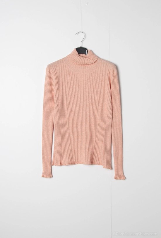Pull col roulé chaud femme Maxine uni rose perle clair manches longues Taille M/L pull col roulé