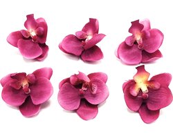 Kleine Bloemen Clicks diameter 5 cm orchidee magenta - Valentijn - cadeautje - haarclip - haarschuifje - gala en bruiloft - haarmode - bloemetjes - moederdag - verjaardag - huwelijk - haarspeld - kinderen