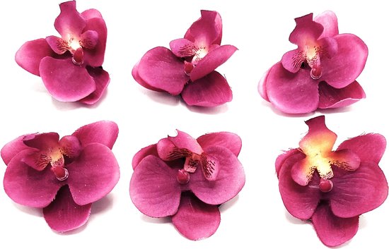 Kleine Bloemen Clicks diameter 5 cm orchidee magenta - Valentijn - cadeautje - haarclip - haarschuifje - gala en bruiloft - haarmode - bloemetjes - moederdag - verjaardag - huwelijk - haarspeld - kinderen