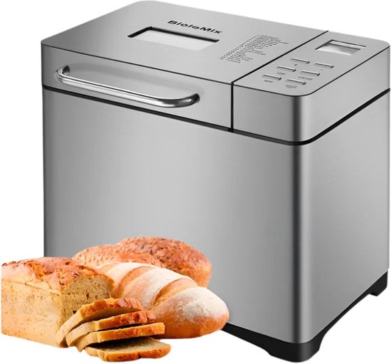 BioloMix - Broodbakmachine - Broodmachine - Oven - 650W - 1KG 19-in-1 Automatische Broodbakmachine - Roestvrij Staal