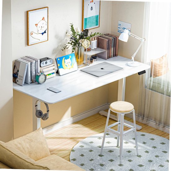 JUMMICO Elektrisch In Hoogte Verstelbaar Bureau met USB Oplaadpoort, Elektrisch Staand Bureau, 100 X 60 cm, Ergonomisch Bureau, Zwart