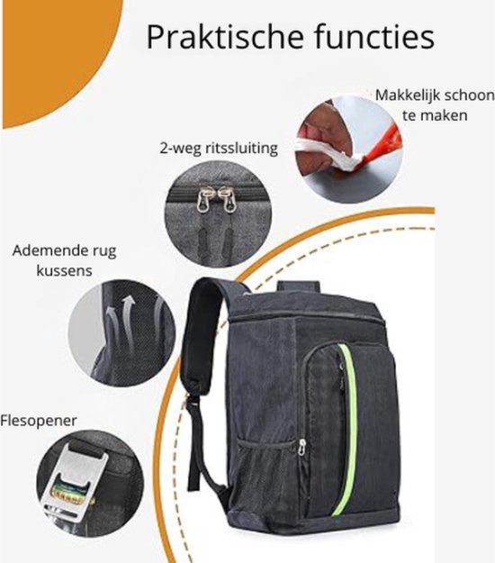 Sac à dos réfrigérant 30 litres - Sac à dos thermique - Sac à dos Cooler - Sac à dos réfrigérant - avec décapsuleur - Porte-bouteille