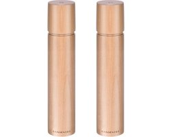 2X Zoutmolen en Pepermolen van Natuurlijk Beukenhout - Keramisch Maalwerk - Fijnheid Instelbaar - 26cm Wooden grinder with a diameter