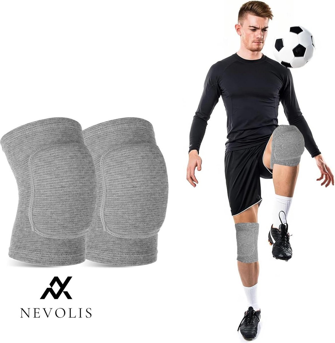 Nevolis Volleybal Kniebeschermers voor fitnessstudio sport kniebandage verdikte spons gebruikt voor dans voetbal volleybal yoga basketbal - grijs .