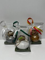 Wax amaryllis trio goud zilver wit in leuke geschenkverpakking - relatiegeschenk