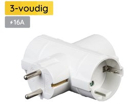 Technik Stekker Adapter T-Model - 3-Voudig - Verdeelstekker - Stopcontact Splitter - Wit