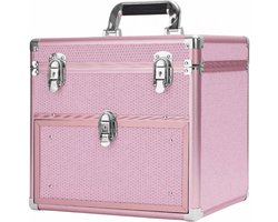 Beautycase - Aluminium - Cosmetica Organizer met Slot - Roze - Kapper, Make-up, Nagel, en Tattoo Artiest
