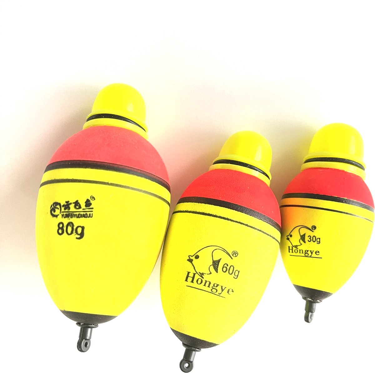 Hongye Dobber - Dobberset - Dobbers - Set van 3 - Lichtgevende dobber - Karpervissen - Nachtvissen - Visdobbers - Elektronische dobbers - Nachtverlichting - LED - 2 kleuren - 30 gram - 60 gram - 80 gram