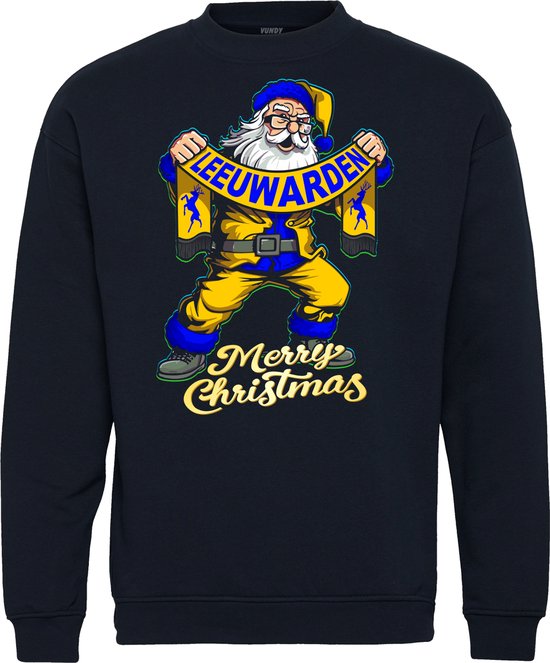 Kersttrui Kerstman Leeuwarden | Foute Kersttrui Dames Heren | Kerstcadeau | Cambuur supporter | Navy | maat 4XL