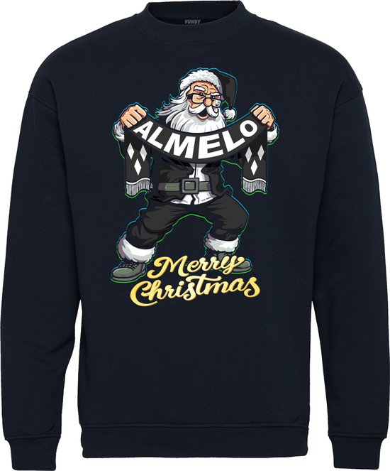 Kersttrui Kerstman Almelo | Foute Kersttrui Dames Heren | Kerstcadeau | Heracles Almelo supporter | Navy | maat L