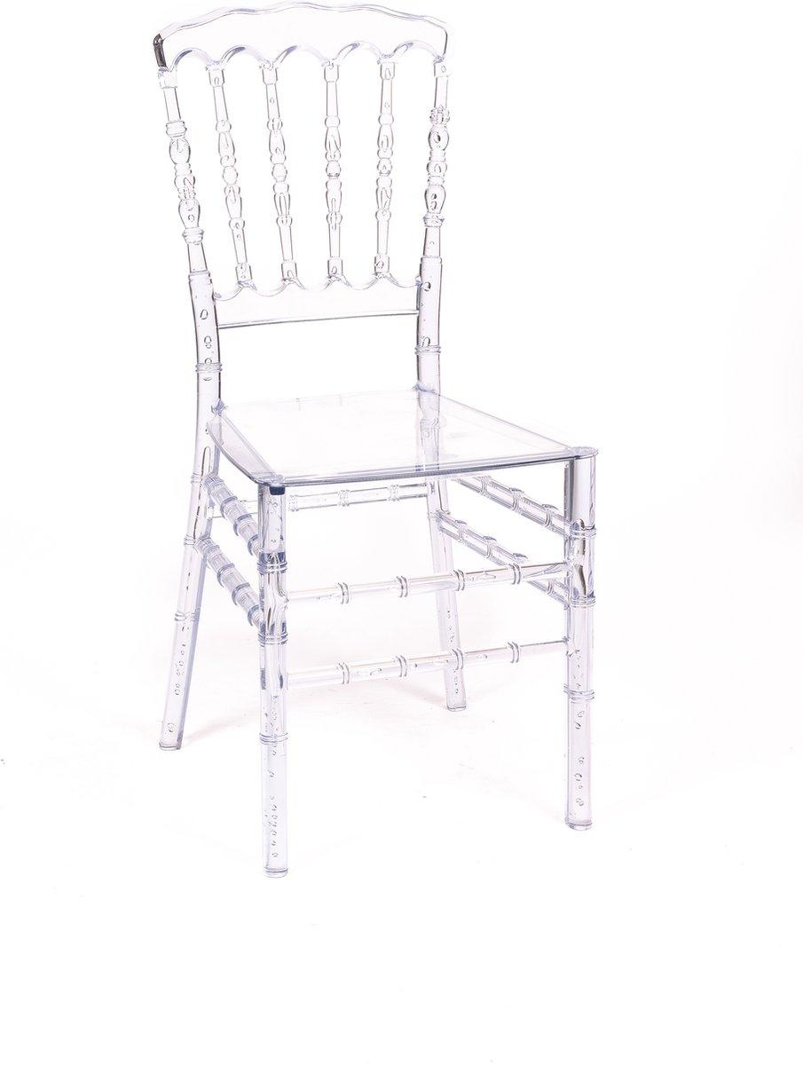 Horecamarkt Napoleon - Evenement Stoelen Set van 12 - Transparant - Stapelstoelen kunststof - Stapelbaar - Doorzichtig