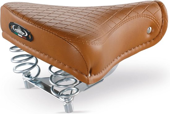 Sella Vintage Montegrappa In Pelle Sintetica - Stile Retrò Per Bici D'Epoca, Colore Crema/Miele - Foto 7