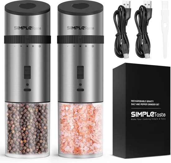 Pepermolen Elektrisch MERTTURM Elektrische Pfeffermühle USB-aufladbar, Automatische Salz Keramische Maalkern 110 Ml