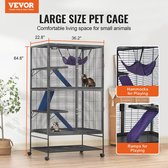 Vevor - Hamster - Hamsterkooi - Hamsterhuis - 32x22x33 inch - 64.6” Rolling Metal Ferret Cage Large 4-Tier Critter Nation Cage - voor Huisdier Ratten Hamster Guinea Chinchilla