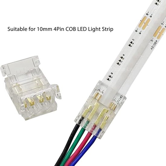 10Pcs Led Light Strip Connectors 4Pin 10Mm Rgb Sterke Pc Cob Led Strip