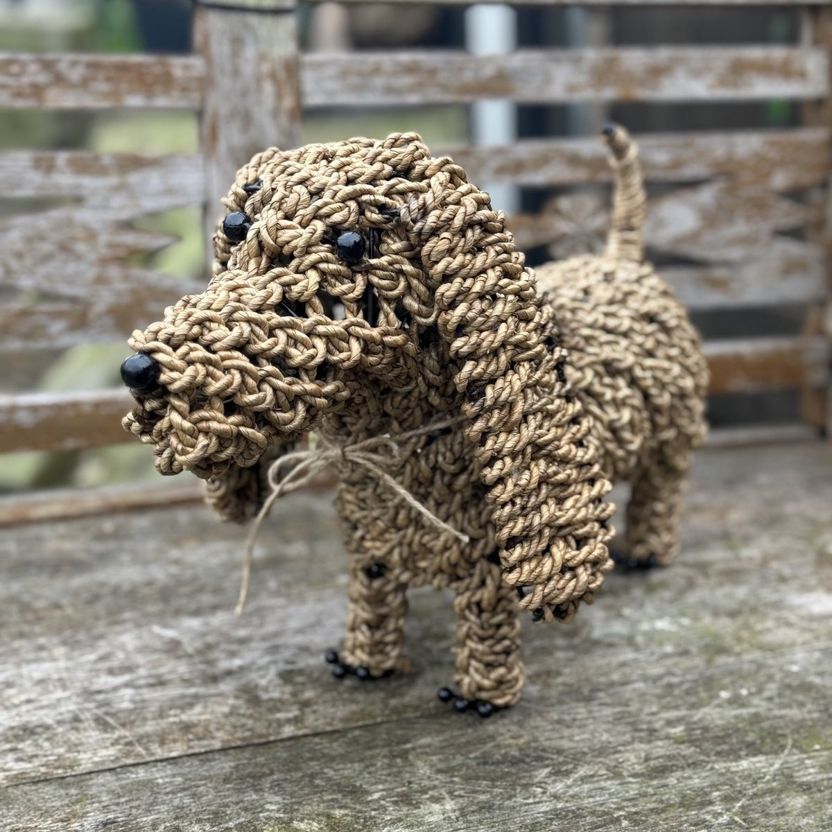 Decoratieve Hond - teckel - Dog - Touw - 45x30 cm