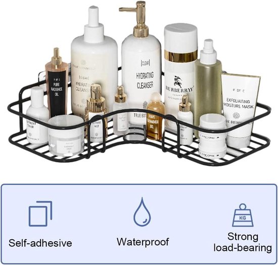 Douche Caddy Badkamer Organisatoren 6 Stks Bad Shampoo Houder Zelfklevende Spice Opslag Planken Binnenrek Vervanging Hoekhoofden Haken Wandstrips Manden Zuignap Haak Geïntegreerde Gemonteerd