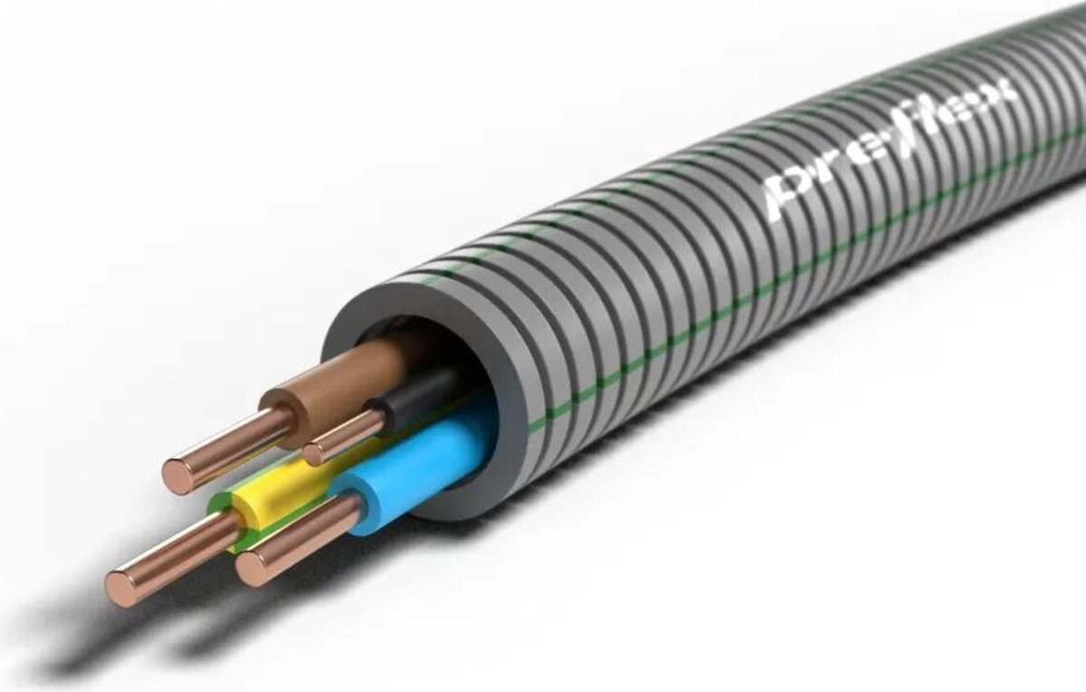 Flexpijp - VD 3x2.5mm² + 1x1.5mm² 16mm flexbuis met draad 5/8 - 3x2.5+1.5 preflex"