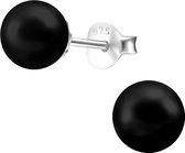 Amanto Oorbellen Franka Black - 925 Zilver E-Coating - Synth. Parel - ∅6mm