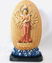 Avalokiteshvara beeld 1000 armen.Zeer gedetailleerd Avalokitesvara (Kwan Yin) beeld, hoge kwaliteit resin met een prachtige kleurstelling.Kwan Yin, ook wel Quan Yin Guanyin of Kannon boeddha